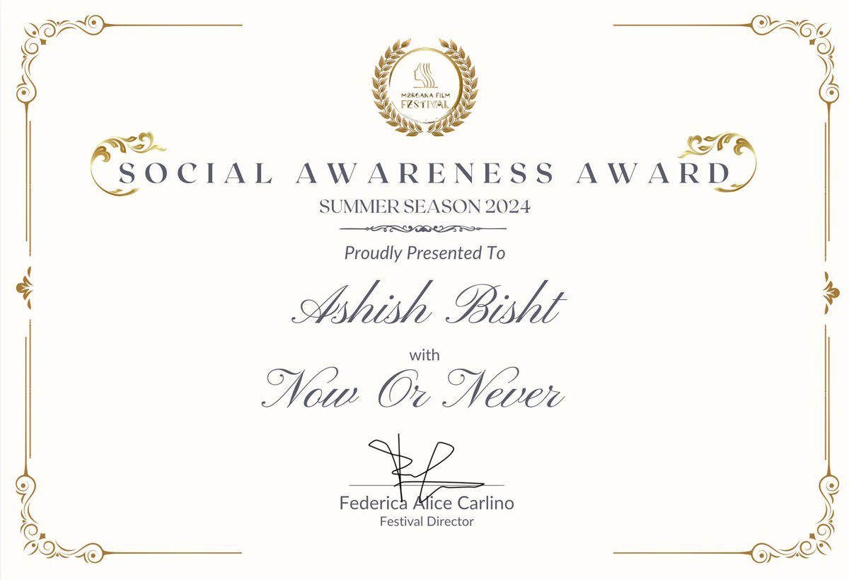 My Environmental silent short film  'Now-Or-Never'   Won 'Social Awareness Award' 🏆🎉🏆
@morganafilmfestival
#MorganFilmFestival2024
Thank you 😊 MorganFilmFestival
#USA 🇺🇸
watch film here👇👇
youtu.be/6p5Qe27Eb_U

#Shortfilm #SaveForest #Savewater #AwardedFilm
#follower