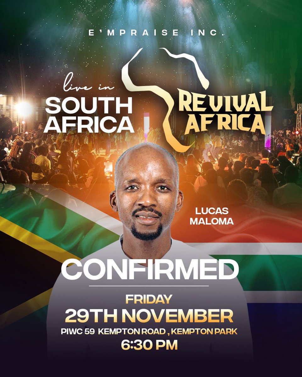 Introducing our guests; Lucas Maloma.

#RevivalAfrica 
#KemptonPark
#SA
#EmPraiseInc