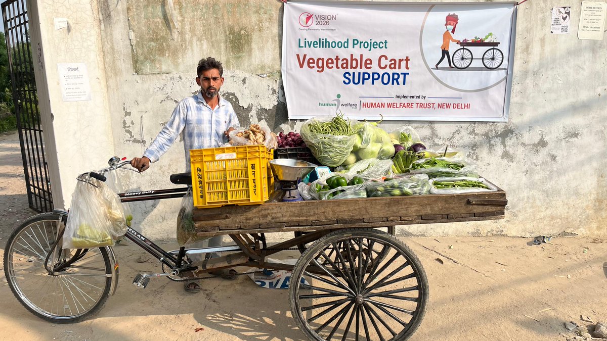 Human Welfare Trust has given a Vegetable Cart to a needy person in Delhi, helping him start his own small business. This step under our Livelihood Project aims to make families self-reliant and bring hope to those in need. Small efforts like these can change lives.