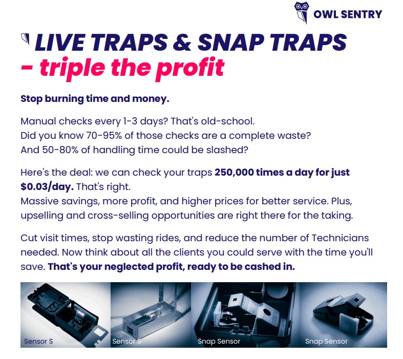 The #pestcontrol industry is facing a great dilemma: how to increase the efficiency of daily operations while reducing operational costs? 

This is happening under an onslaught of major companies that are already using smart traps and are able to offer lower prices and broader