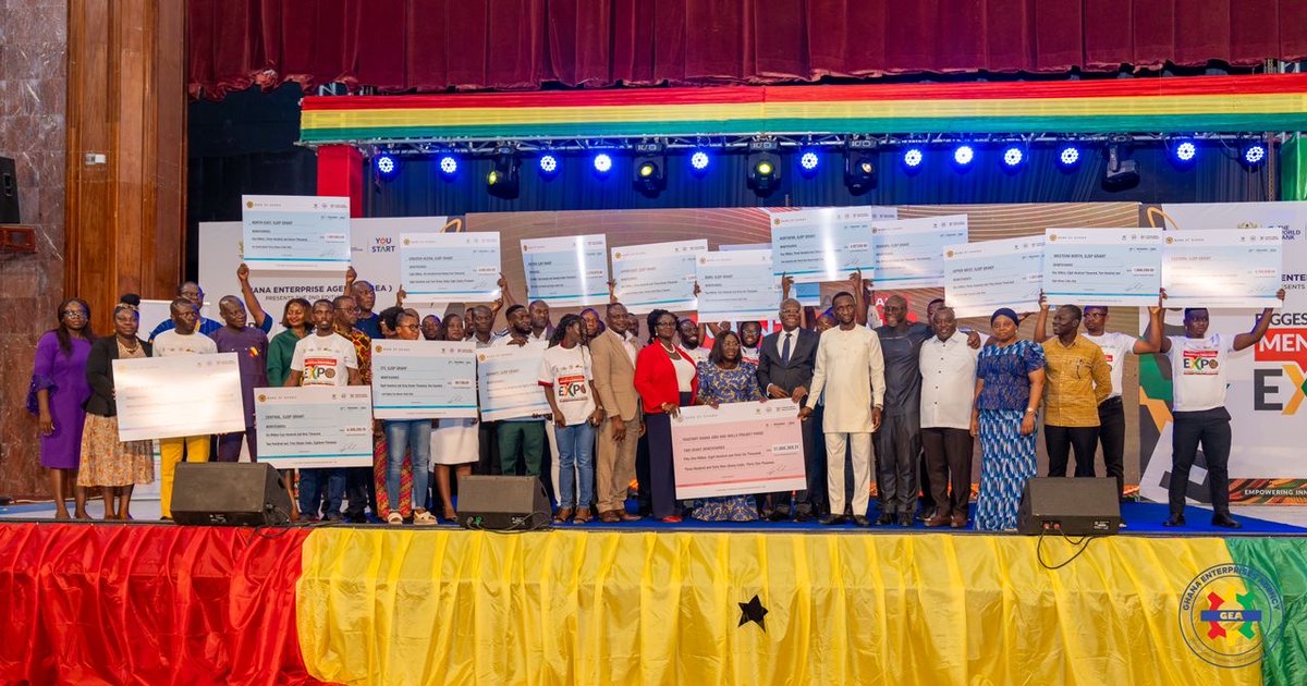 gea_ghana's tweet photo. YouStart GrantExpo: Celebrating the Disbursement of Phase 2 Grants!
GEA proudly concludes the YouStart GrantExpo, marking the successful disbursement of grants to over 4000 youth-owned startups and businesses under Phase 2.
#YouStart #GJSP #GrantExpo #EmpoweringYouth https://t.co/RQ5cnwhWTR
