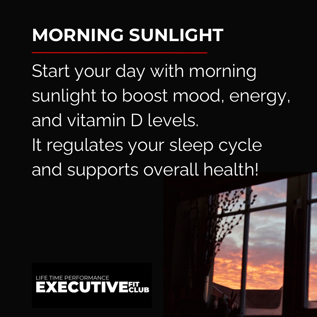 ExecFitClub's tweet photo. Morning Sunlight…

Start your day with morning sunlight to boost mood, energy, and vitamin D levels. It regulates your sleep cycle and supports overall health!

#EFC #healthylifestyle #business #executives #lifetimeperformance #longevity https://t.co/I8yAmDoiFb