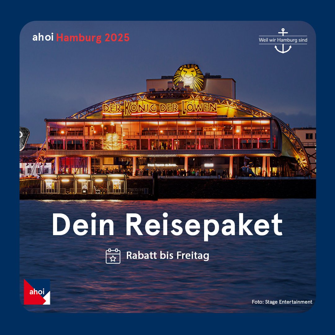 Hamburg 2025! 🌟 Erlebt magische Musical-Momente: Abenteuer bei HERCULES - Das Musical, Pop-Party bei &amp;Julia, oder Afrikas Zauber bei Disneys DER KÖNIG DER LÖWEN! 🎶 50€ Frühbucher-Rabatt bis Freitag (Rabatt-Code VORTEIL25), flexible Storno-Option. 🎁👉 brnw.ch/21wOAy6