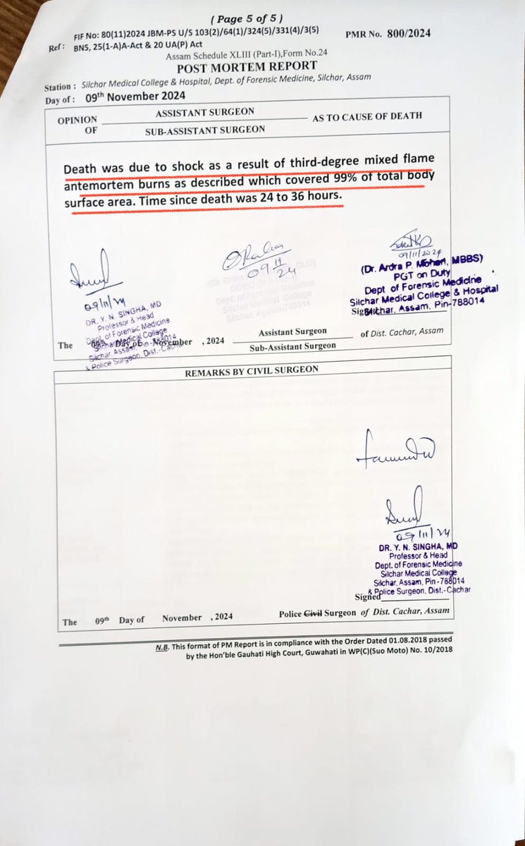 Sumkawn's tweet photo. Manipur: This is the Post post-mortem report of (L) Mrs Zosangkim (31), a Kuki-Zo woman brutally killed by the #MeiteiTerrorists in Zairawn, Jiribam on Nov. 7

This is a human rights violation against a woman and a war crime violating the Geneva Convention. The central investigative agencies must intervene. 

#SaveKuki_ZoWomen
#ManipurViolence 

@CBIHeadquarters @NIA_India @PIBHomeAffairs @HMOIndia @PMOIndia @unwomenchief @UN_Women @India_NHRC @LiveLawIndia @angshuman_ch @afridahussai @vijaita @sangbarooahpish @NilimDutta @karishmahasnat @SumirDH @HansrajMeena @ANI @PTI_News