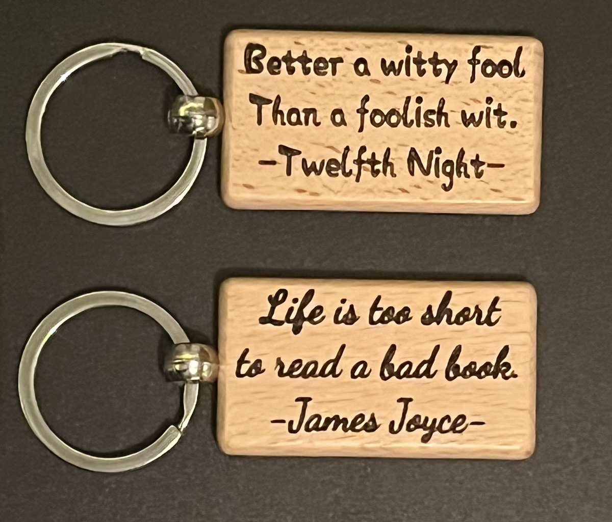 Thought I would try making some keyrings with quotes on them.