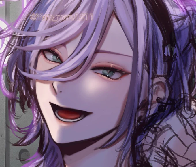 最近全然絵を描ける状態じゃなかったからリハビリがてら描いてたんだけど後戻り出来なくなるくらい描きこんで頭抱えてるけど綺麗な顔生み出したので見て欲しい 
