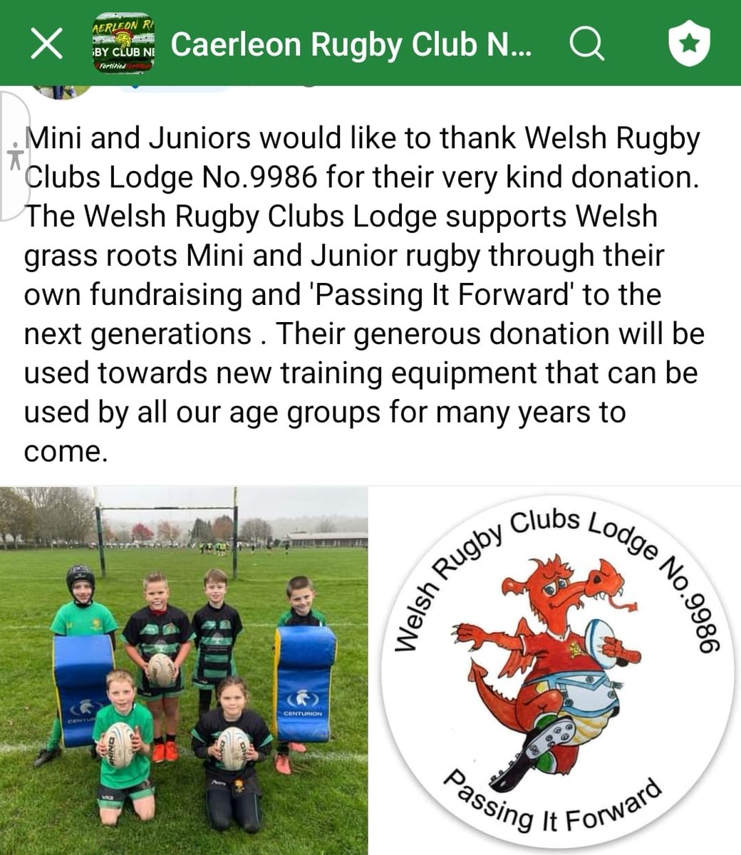 Welsh Rugby Clubs Lodge 9986 (@lodgewelsh) on Twitter photo Welsh Rugby Clubs Lodge have donated £1,000 to <a href="/Caerleon_RFC/">Caerleon RFC</a> Mini & Juniors, who bought tackle pads & equipment. Players & former players holding fundraising dinners to share our love of our great game. Rugby values 🏉🏴😃 #PassingItForward Welsh Rugby Clubs Lodge have donated £1,000 to <a href="/Caerleon_RFC/">Caerleon RFC</a> Mini & Juniors, who bought tackle pads & equipment. Players & former players holding fundraising dinners to share our love of our great game. Rugby values 🏉🏴😃 #PassingItForward
