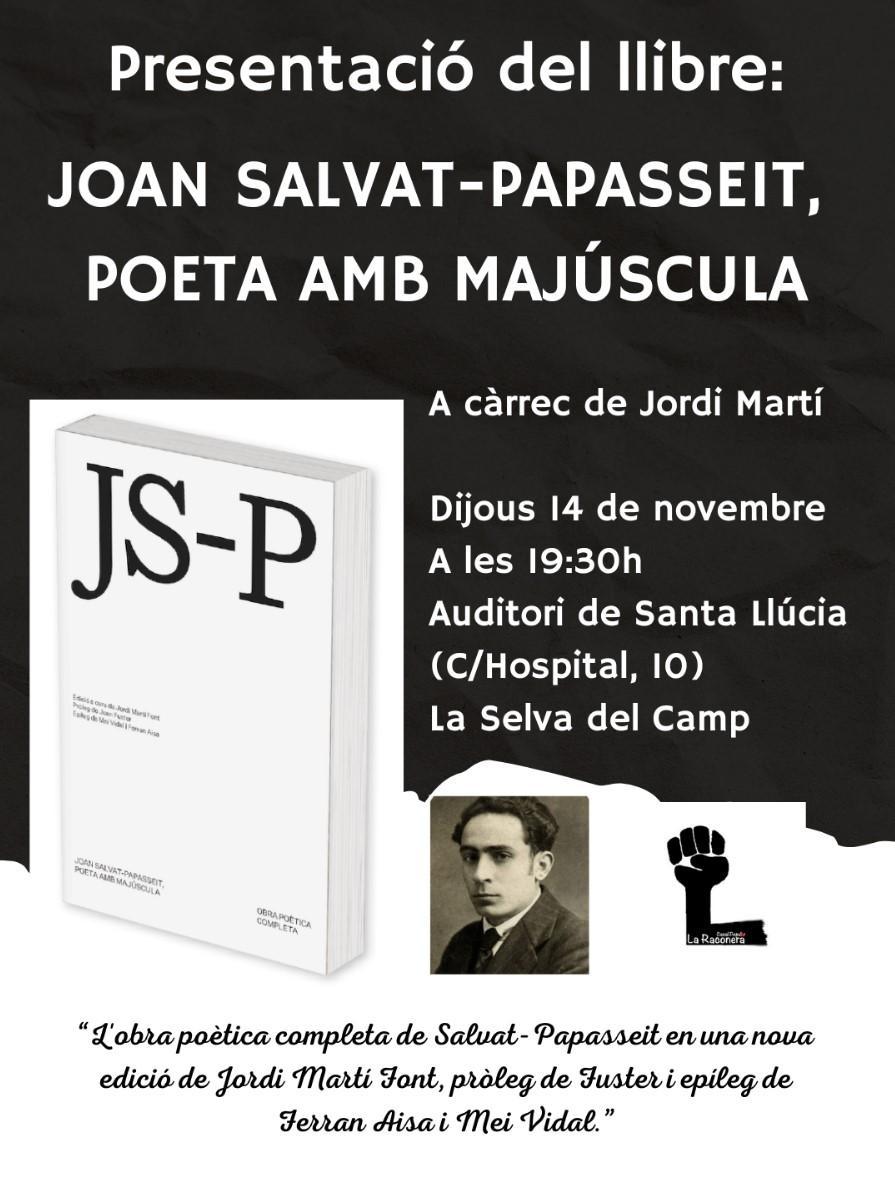 Dijous 14, presentarem Salvat-Papasseit a la Selva del Camp.