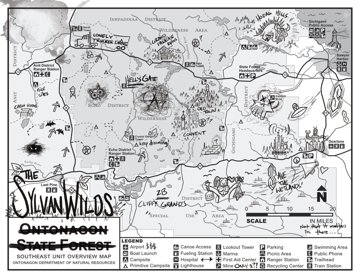 The new BUMP IN THE DARK Region Map is so damn cool!

I'm a massive fan of biro doodles on existing maps and I just love that you can download the doodle-free version if you want...  

Also, the Sawyer Harbor map (not included here) looks dope as hell.
jexjthomas.itch.io/bump-in-the-da…