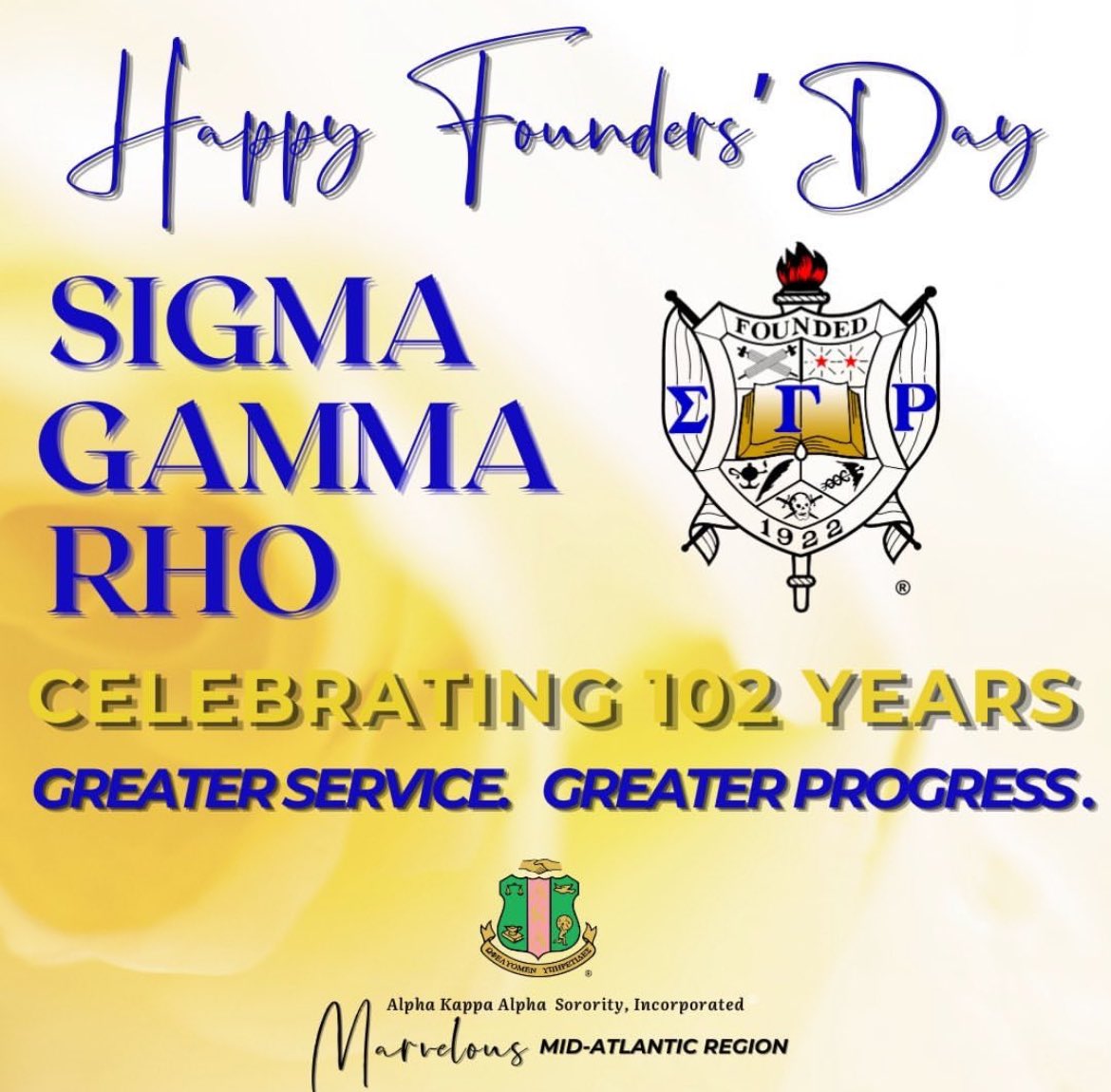 Happy 102nd Founders’ Day to
the extraordinary women of #SigmaGammaRho Sorority, Inc.! 💕💚💛💙
