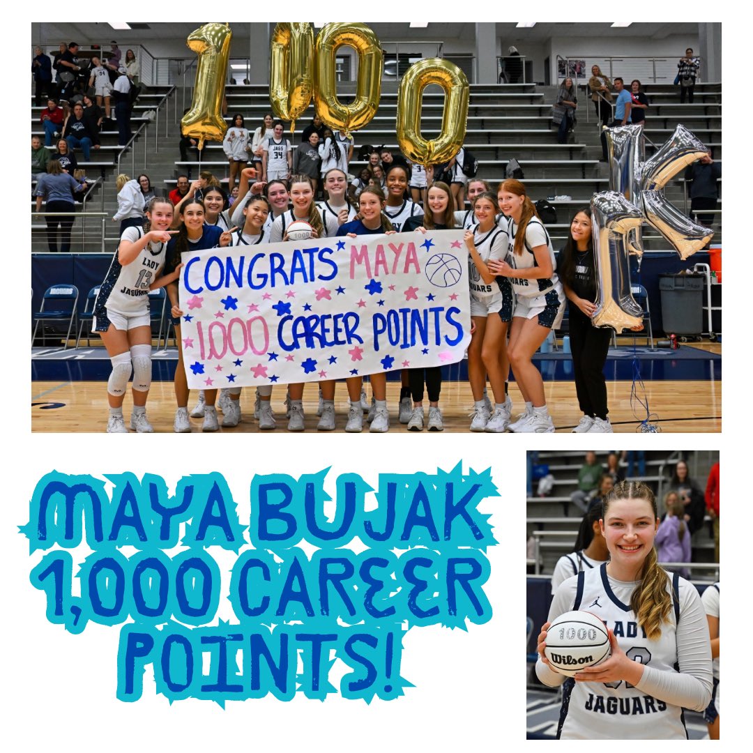 Lady Jaguars Basketball (@fmhsladyjags) on Twitter photo Senior <a href="/Maya_Bujak/">Maya Bujak</a> joined the exclusive 1K Club!
In Tuesday nightโs win, Maya became the 9th Lady Jaguar in school history to score 1,000 varsity points! Senior <a href="/Maya_Bujak/">Maya Bujak</a> joined the exclusive 1K Club!
In Tuesday nightโs win, Maya became the 9th Lady Jaguar in school history to score 1,000 varsity points!