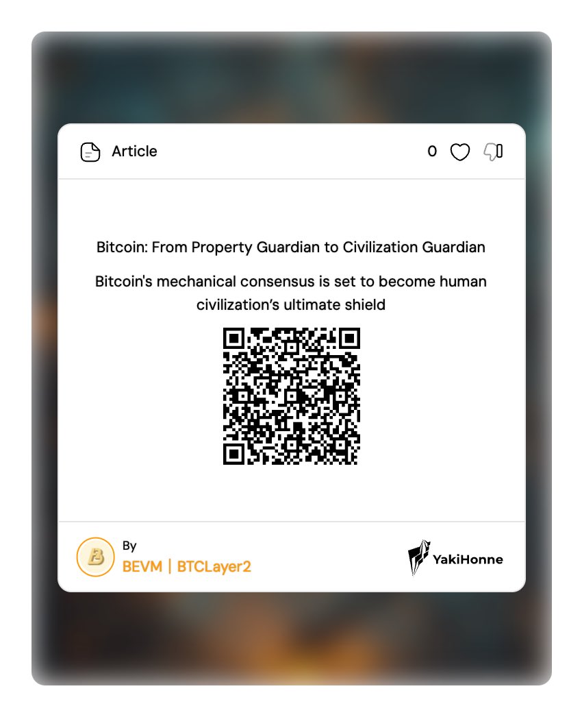 SatoshiUniv's tweet photo. Bitcoin: From Property Guardian to Civilization Guardian.
#satoshiuniveristy #Bitcoin https://t.co/ML3SSDIWEB