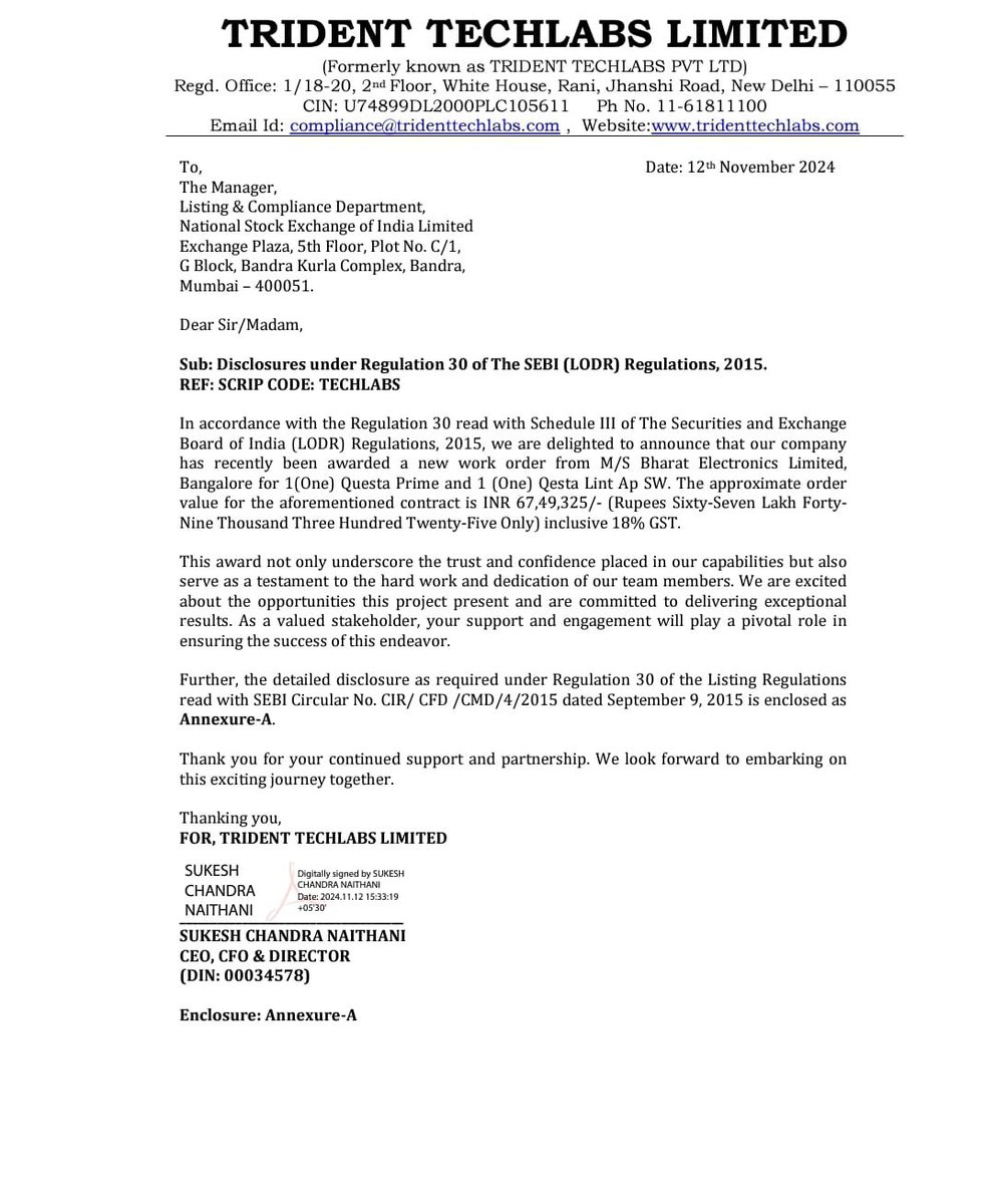 SpangleAdvisors's tweet image. #TridentTechlab bagged prestigious order from BEL for Providing Designing Services for #Semiconductors
#Techlab have Great Capabilities for #Semiconductors Designing
Interesting to see way ahead.