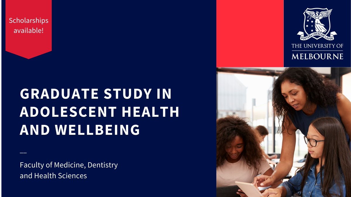 CforAH's tweet photo. Enrolments open for graduate study in adolescent health and wellbeing.

Delivered online part-time, study in your own time, anywhere in the world.

Learn more - https://t.co/e2reIyD8lk https://t.co/wNk1eeCGgy