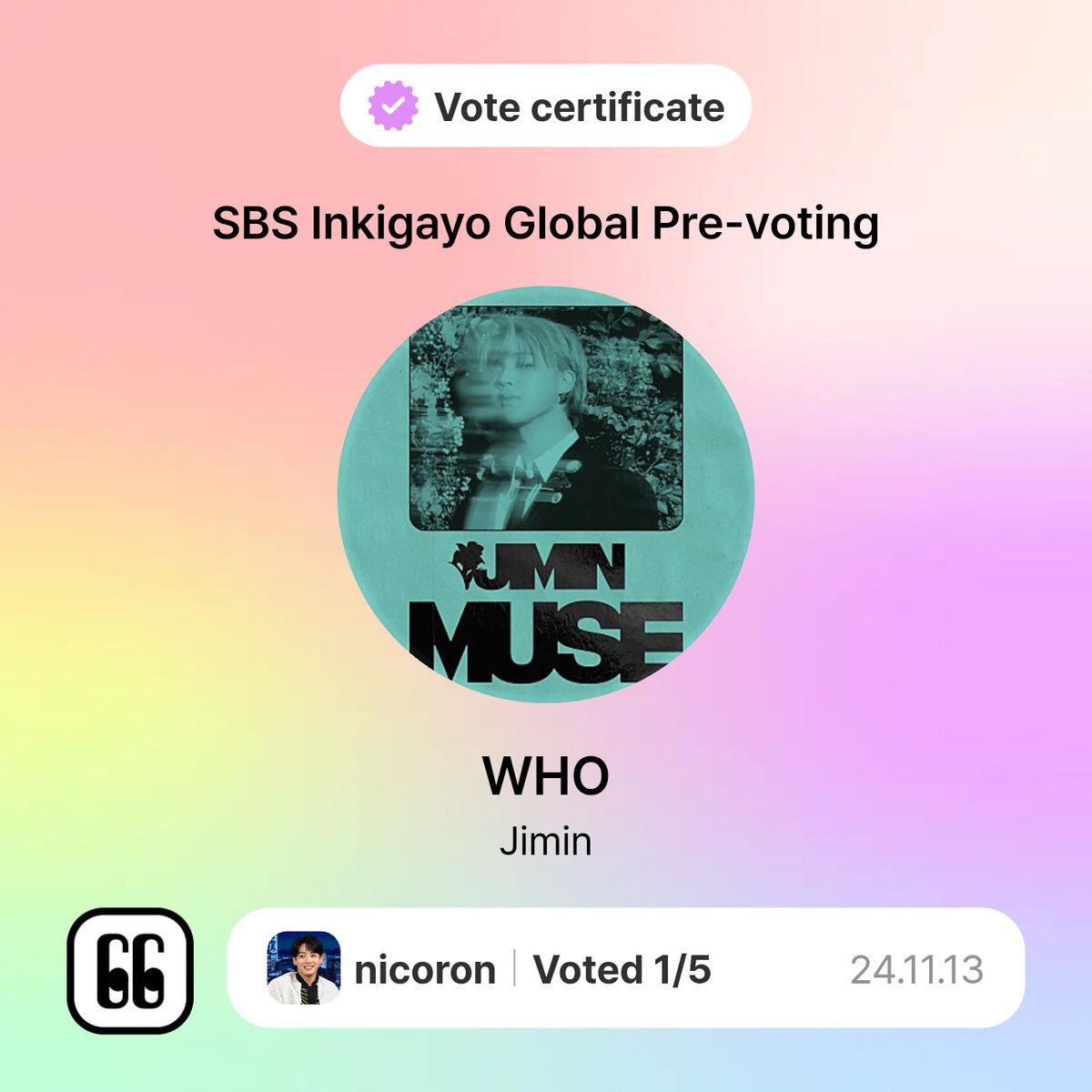 kookie_nico91's tweet photo. #Diggus
SBS INKIGAYO Global Pre-Voting
11月第4週目
#SpringDay_BTS
#IllBeThere_Jin
#WHO_Jimin
一昨日から始まってました💦うっかりしてた😰 https://t.co/6goteZLiz1