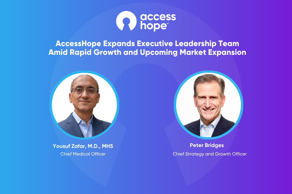 myaccesshope's tweet photo. We’re thrilled to announce that renowned oncologist @yzafar, M.D., MHS has joined as our new chief medical officer and digital health veteran @peterbridges  has joined as our chief strategy and growth officer. Debra Morris, our COO/CFO has also been promoted to president.
https://t.co/Uc4kmVADcC