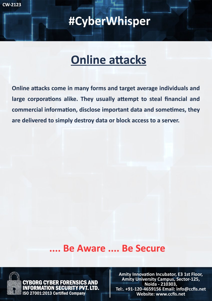 ccfis's tweet photo. #CyberWhisper #CyberSecurity #OnlineAttacks https://t.co/I8wz7CHu9w