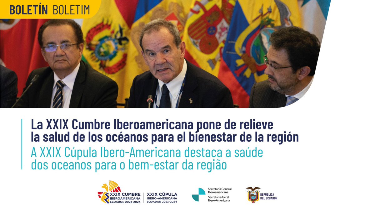 La XXIX Cumbre Iberoamericana pone de relieve la salud los océanos para el bienestar de la región.

…mbreiberoamericana.cancilleria.gob.ec/2024/11/12/la-…

A XXIX Cúpula Ibero-Americana destaca a saúde dos oceanos para o bem-estar da região.

…mbreiberoamericana.cancilleria.gob.ec/2024/11/12/a-x…