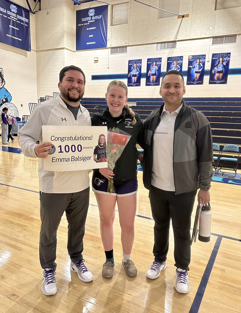 HeatherBalsiger's tweet photo. Congratulations @EmmaBalsiger for reaching 1000 career points!!  We are so proud of your hard work!  @FranklinHS_GBB @wtbbAAU @paristhetrainer @ferminhermin @Fchavezeptimes https://t.co/bP0tc5Nfl9