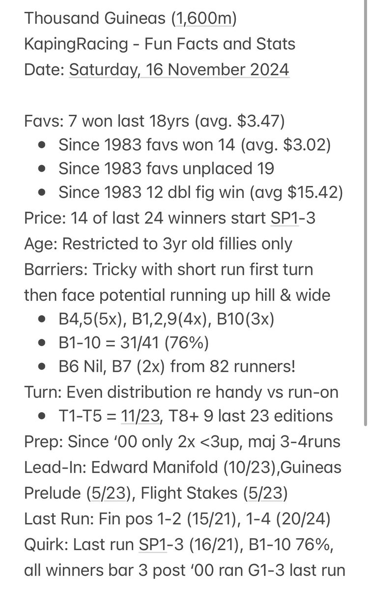 KapingRacing's tweet photo. Thousand Guineas - Fun Facts &amp; Stats. https://t.co/7nAXeb0dKP