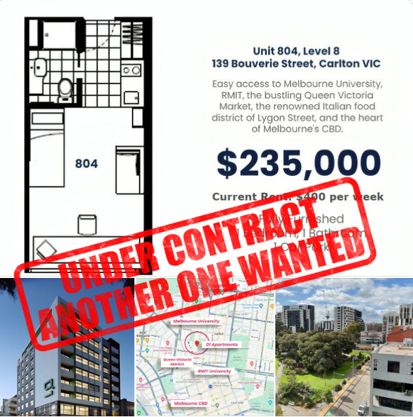 Stop Press! 📷
• Under Contact. Another one wanted.
Unit 804, Level 8, 139 Bouverie St, Carlton VIC: • 1 bedroom, 1 bathroom, 1 carpark • Fully furnished
#MelbourneProperty