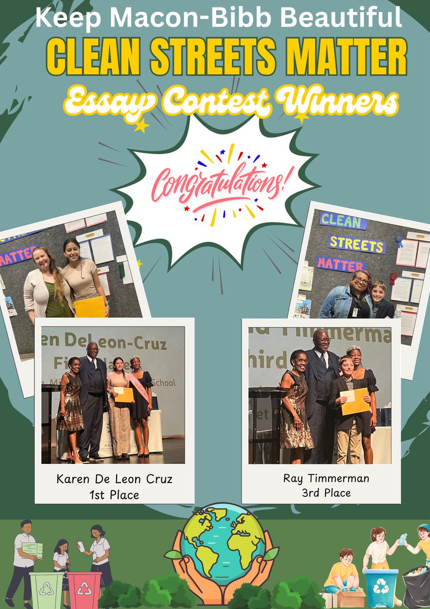 Shan_Gibson's tweet photo. π Congratulations to Karen de Leon Cruz and Ray Timmerman for winning the Clean Streets Matter Essay Contest! Your powerful words inspire us all to keep our community clean and vibrant. Proud of your dedication to making a difference! π#CleanStreetsMatter https://t.co/2CE04AmTDC
