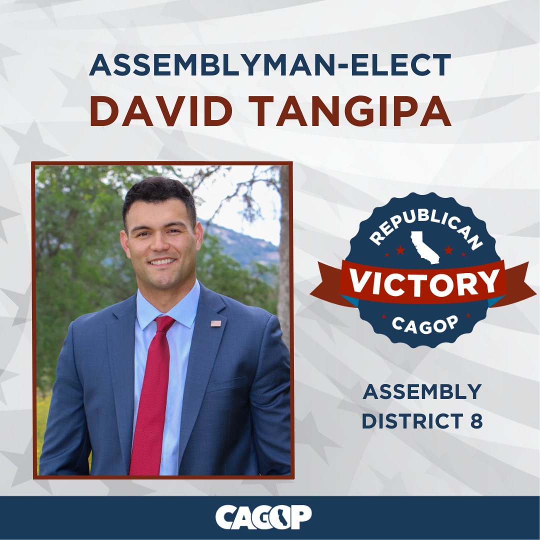 CAGOP congratulates Assemblyman-elect David Tangipa on his victory in #AD08!