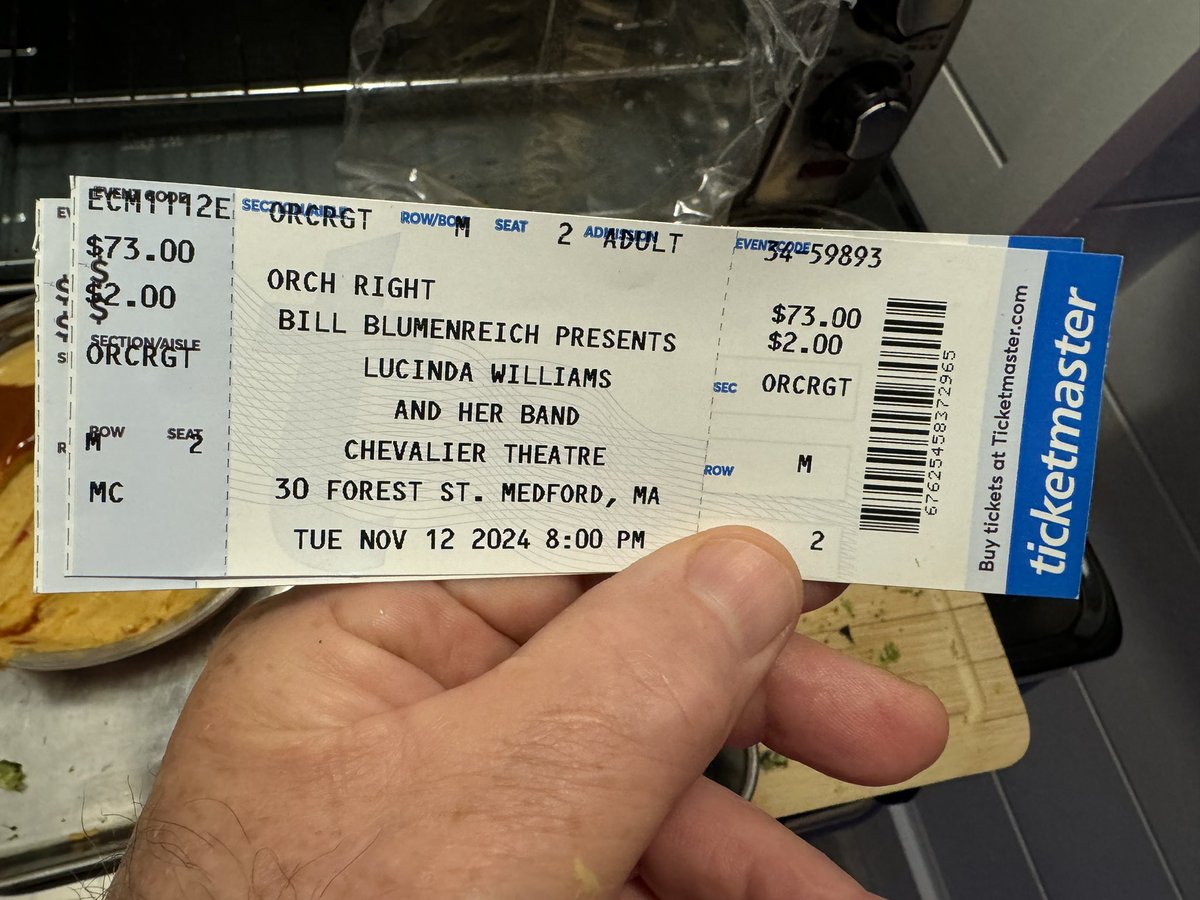 Paper Tickets! Not sure if it’s been a decade or longer since I have held a concert ticket in my hand rather than on my phone. 
Thank you #Chevaliertheatre in #Medford for an amazing evening with the incomparable Lucinda Williams!