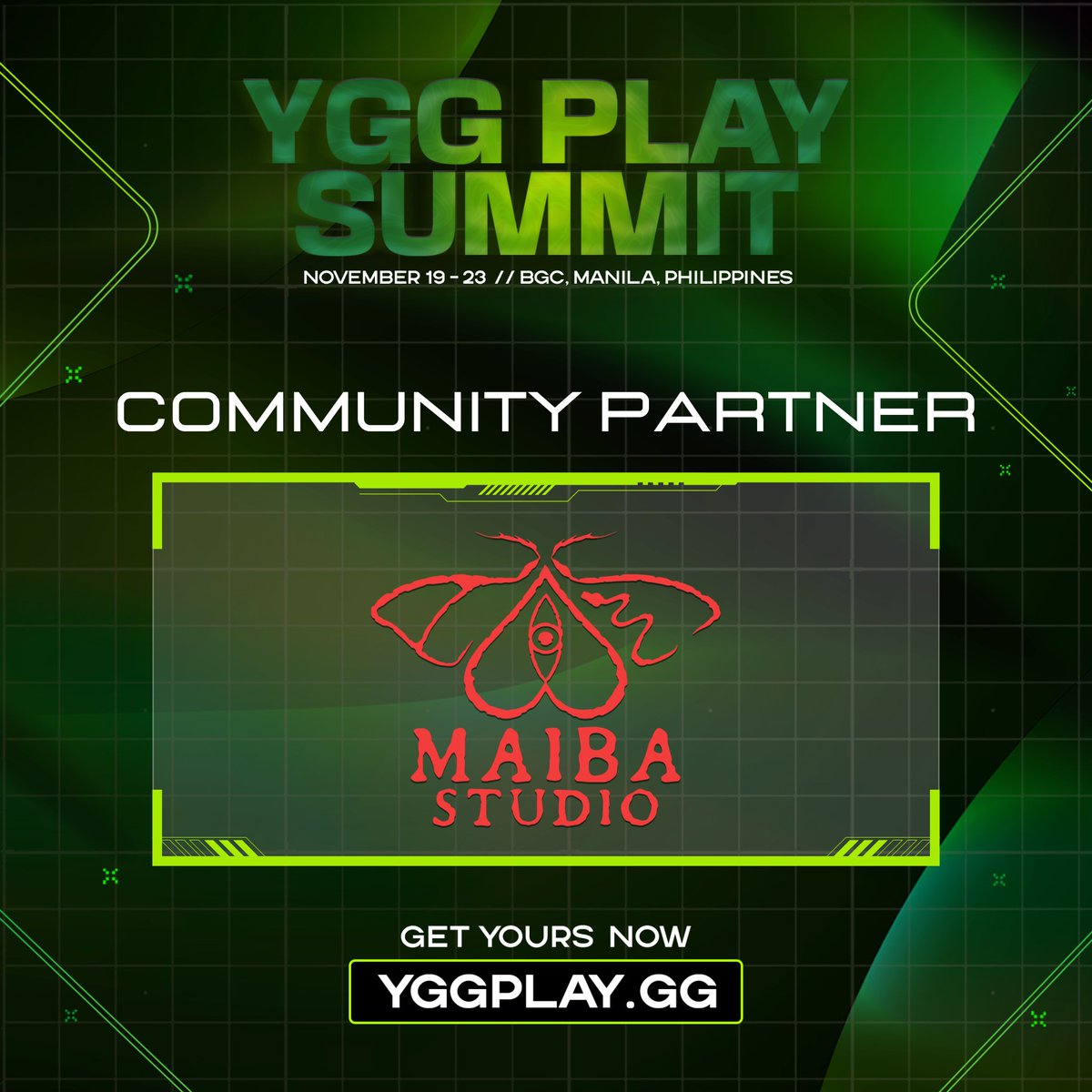 MaibaStudio's tweet photo. Saw @UnBlinkApp?

Join us at the BIGGEST web3 gaming event of the year—#YGGPlaySummit!🎮

Happening on November 19-23, 2024 at SMX Aura, BGC, Manila 🔥

Tickets at https://t.co/xuh8OrS3LV
Use code: MAIBA20 for a 20% discount!

Are you READY to PLAY?

#YPS2024 #TogetherWePlay #LFP https://t.co/HeGa6tAkIQ