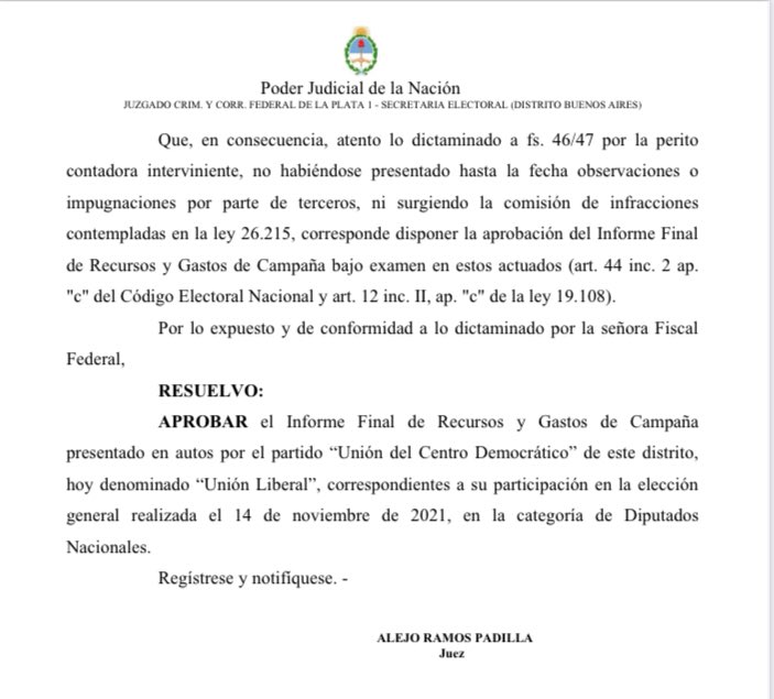 RicardoBayesLp's tweet photo. Hacer las cosas bien siempre tiene su premio.
La Justicia Federal aprobó sin objeciones el informe de gastos y recursos de campaña de nuestro partido @unionliberalpba correspondiente al año 2021, año que encabezó nuestra lista el Dip Nac @jlespert https://t.co/AVhPuirOUW