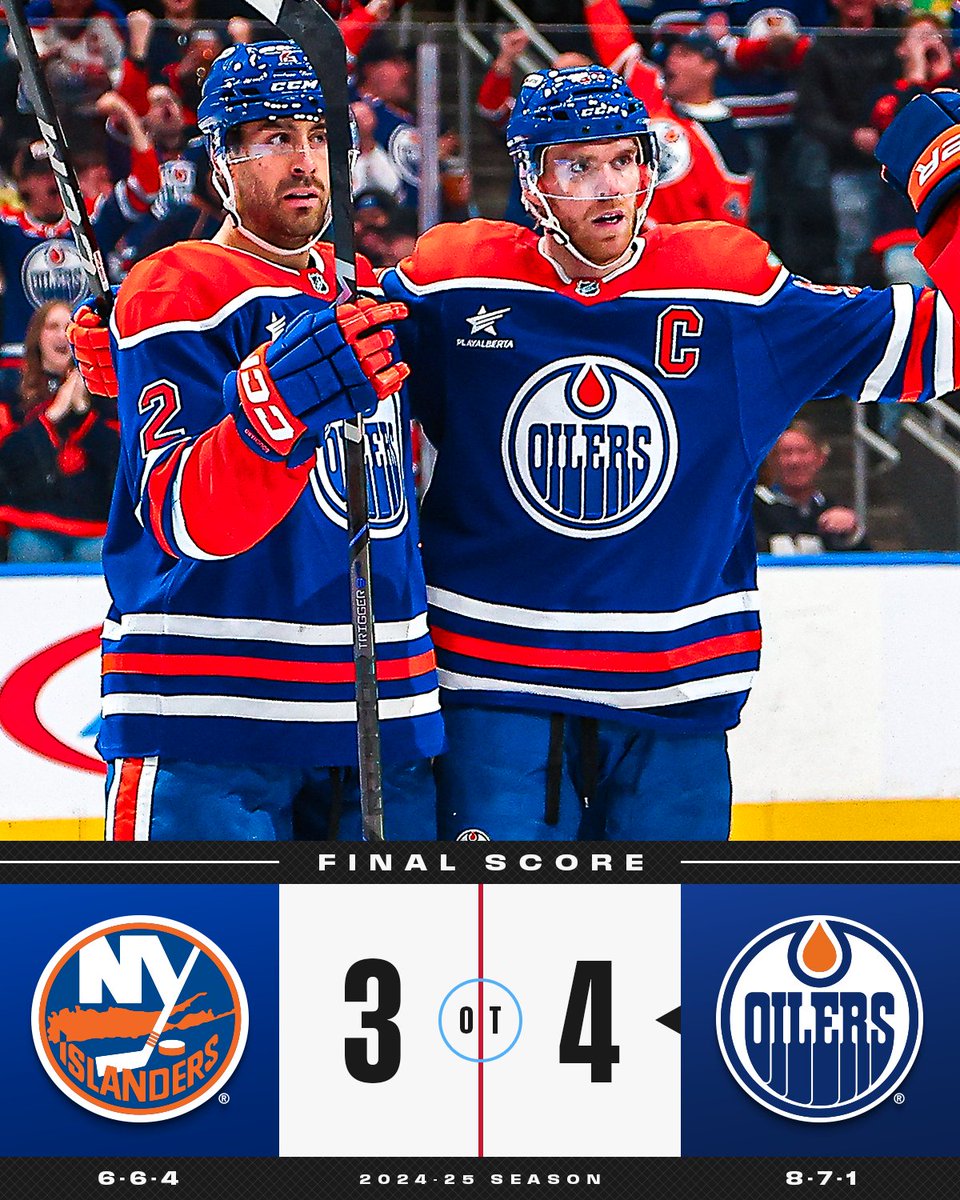 NHL's tweet photo. The @EdmontonOilers win it in overtime! 🙌 https://t.co/KPm4r7ZFv7