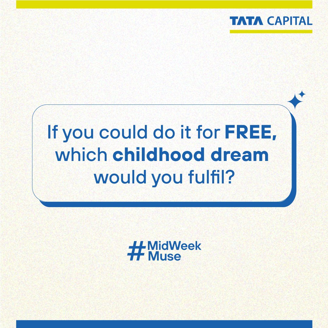 tatacapital's tweet image. Ah! The good old days, when the dreams knew no bounds. 

Just BTW, they still don’t have to (if you count on us 😉).

#MidweekMuse #TataCapital