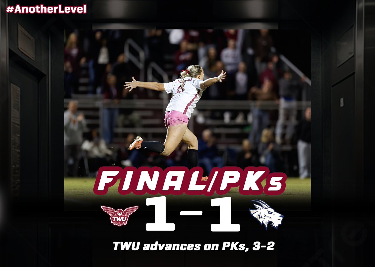 TWU_Soccer's tweet photo. 𝑺𝑼𝑹𝑽𝑰𝑽𝑬 𝑨𝑵𝑫 𝑨𝑫𝑽𝑨𝑵𝑪𝑬⏭️

For the first time since 2019, the Pioneers are headed to the Semifinal Round of the LSC Championships👏

🌟Faith Graves: 7 Saves, 12 Shots Faced (2 PK saves)
🌟Ailyn Oliveros: 1 Goal
🌟Amanda Farris: GW PK

#PioneerProud | #AnotherLevel https://t.co/ZKxIy4tYmO