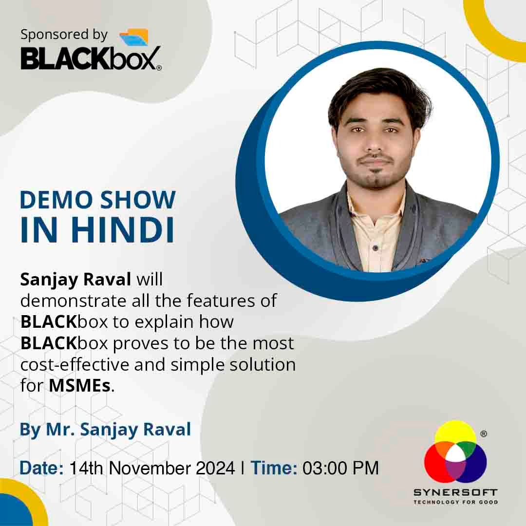 SynersoftTech's tweet image. 📢 Join us for a BLACKbox Demo in Hindi with Sanjay Raval! See how BLACKbox tackles key MSME IT issues like data security, policy enforcement, and WFH productivity.

🗓️ 14th Nov 2024  
🕒 3 PM IST  
🔗 Register: synersoft.in/webinars/14thN…

#BLACKbox #DataSecurity #MSMESolutions