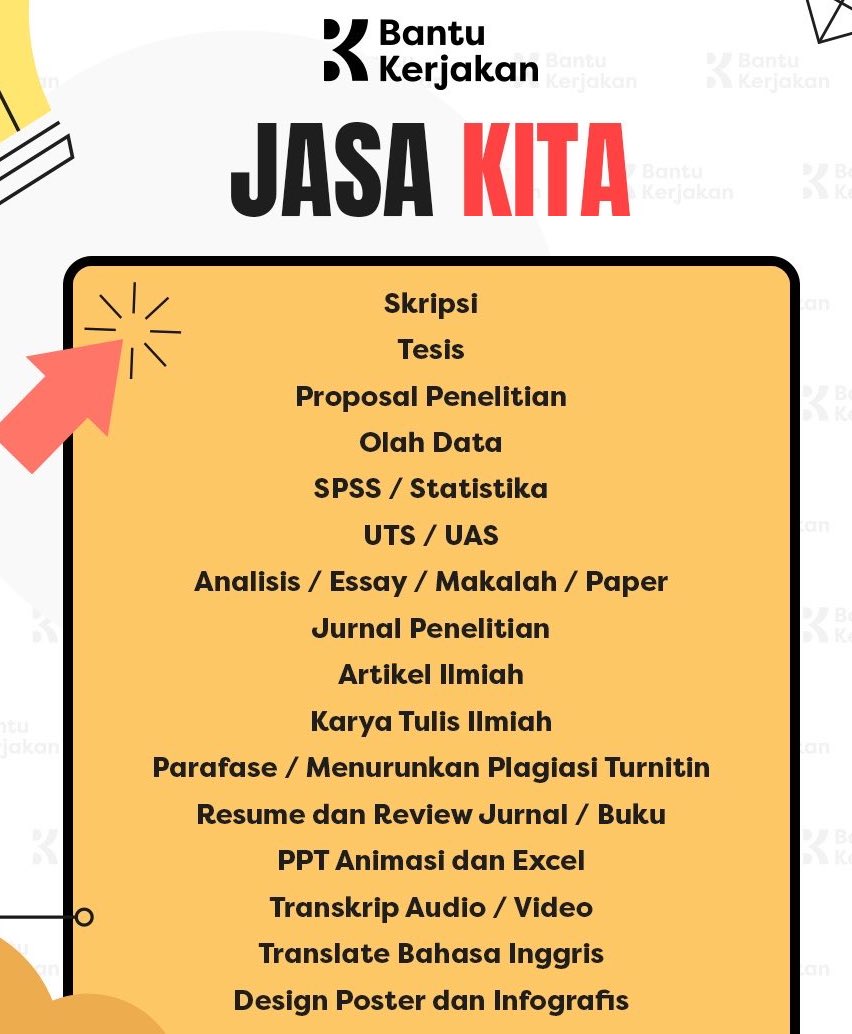 Hii semua, Bantukerjakan siap membantu semua tugas kamu! 
- Tugas kuliah, Tugas UTS/UAS
-Skripsi, Laporan, Jurnal, Essay, Makalah 
-Olah data, SPSS, SEMPLS
-Translate English-Indonesia
-Tugas Bahasa Inggris

Trusted since 2020! Testi ribuan👍🏻
Hub wa.me/6283186026021
#zonauang
