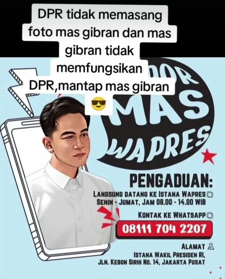 Jujur2an aja yuk! Sebenarnya resistensi terhadap program Lapor Mas Wapres ini bukan seperti macam2 alasan yg mereka tuduhkan. Alasan sesungguhnya adalah jika program ini berjalan sukses maka <a href="/gibran_tweet/">Gibran Rakabuming</a> akan sangat populer dan mengancam jagoan mereka di 2029 nanti.