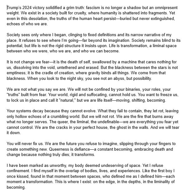 Jessie Earl (@jessiegender) on Twitter photo I wrote this for a video I'm working on, but I'll leave it here as one of my final tweets because I think y'all need it. I wrote this for a video I'm working on, but I'll leave it here as one of my final tweets because I think y'all need it.