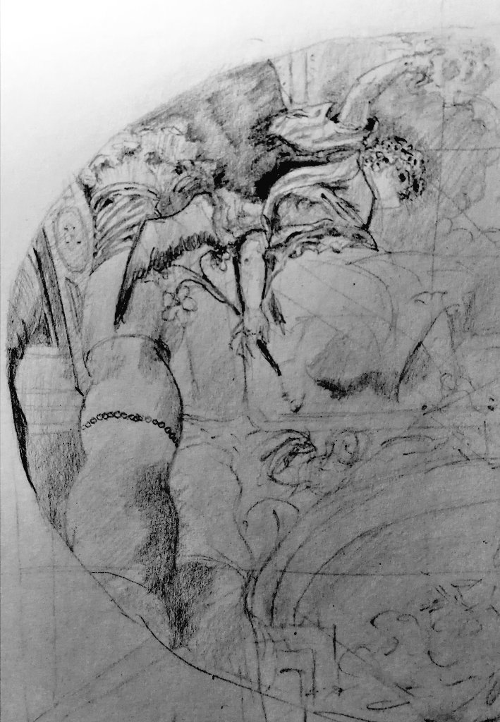 Barbacain's tweet image. #sketchingPencil #nonFinito #laAnunsiacion #arcángelGabriel #perspectivaAscendente #Tintoretto #Manierismo