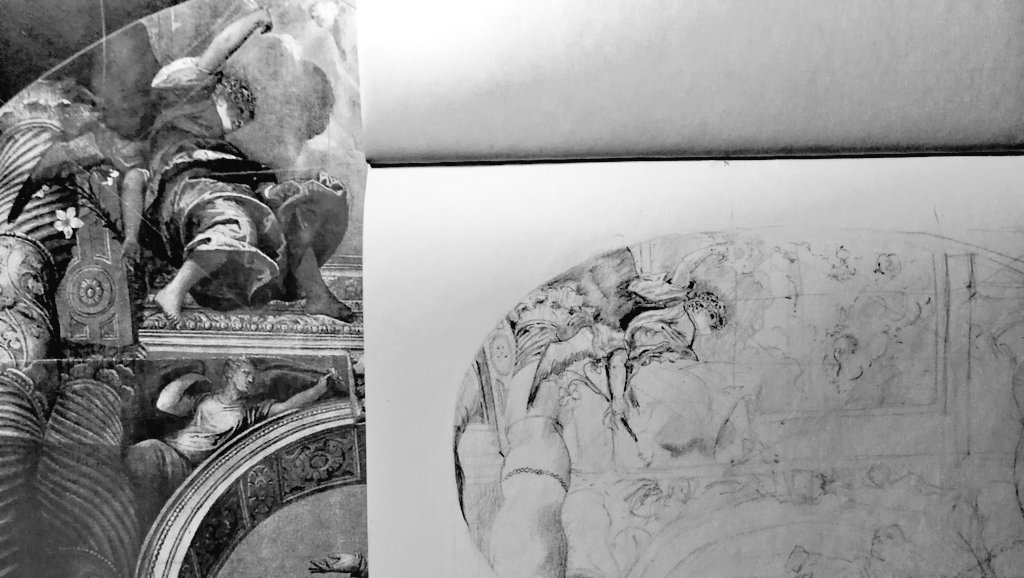 Barbacain's tweet image. #sketchingPencil #nonFinito #laAnunsiacion #arcángelGabriel #perspectivaAscendente #Tintoretto #Manierismo