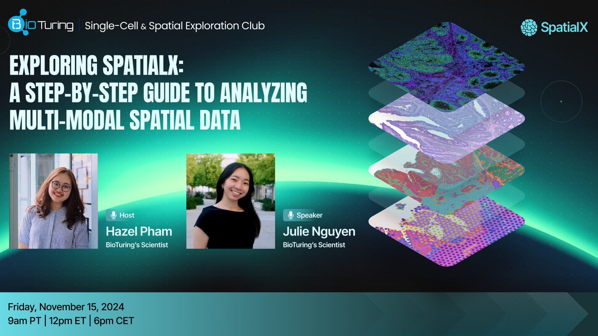 Join Friday's Webinar as we explore our new platform SpatialX! A Step-by-Step Guide to Analyzing Multi-Modal #spatial Data  

📅Date: Friday Nov 15th  
🕑Time: 9am PT | 12pm ET | 6pm CET 
🔗Register here: us02web.zoom.us/webinar/regist…  

#spatialbiology