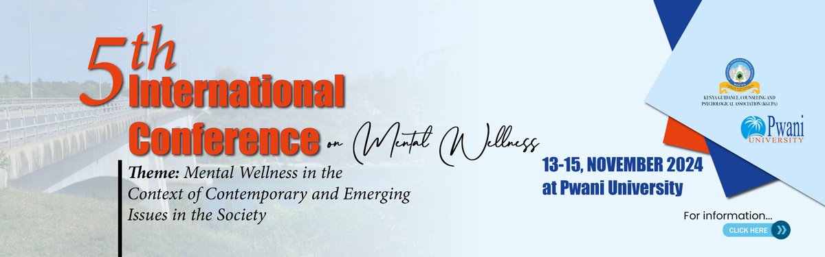 Pwani University will be hosting the 5th International Annual Conference on Mental Wellness starting on 13th November to 15th November 2024. The theme is "Mental Wellness in the Context of contemporary and Emerging Issues in the Society"