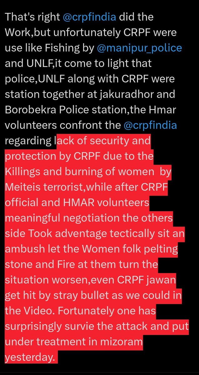 JasvirSing28579's tweet photo. Here's a serious issue arise to @crpfindia and @manipur_police how can a well prepared Armed man who's plan to attack security Force has higher casualtys then the others.
The Local sources tell us that even some man were beaten to death using Shovel by the Security Forces https://t.co/mt5XR77Y5U