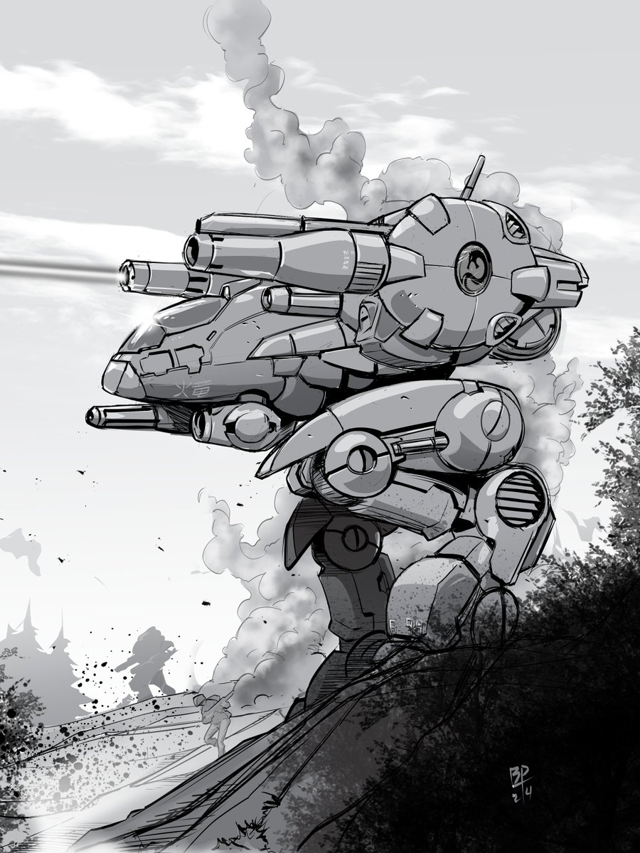 ArtClodBruce's tweet photo. Calling this finished for now so I can get to finishing up @Okuri_Inu_Comic Inu cover. #battletech  #DragonFire https://t.co/O32cWc5ET5