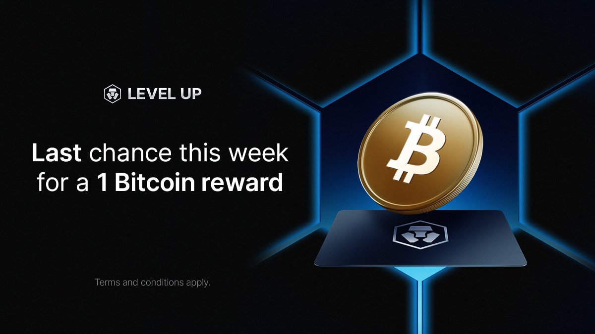 cryptocom's tweet photo. We’re giving away 1 #Bitcoin tomorrow!

Don’t miss your chance to win. Simply enrol or refer your friends to join Level Up, the https://t.co/vCNztATkNg App’s most rewarding program yet 🎁

📝 T&amp;Cs apply

ℹ️ https://t.co/pz6dr8Vtl1 https://t.co/g9lABbUWAD
