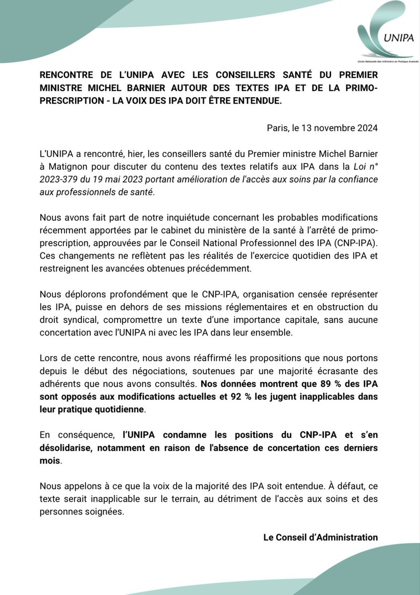 Syndicat UNIPA tweet media