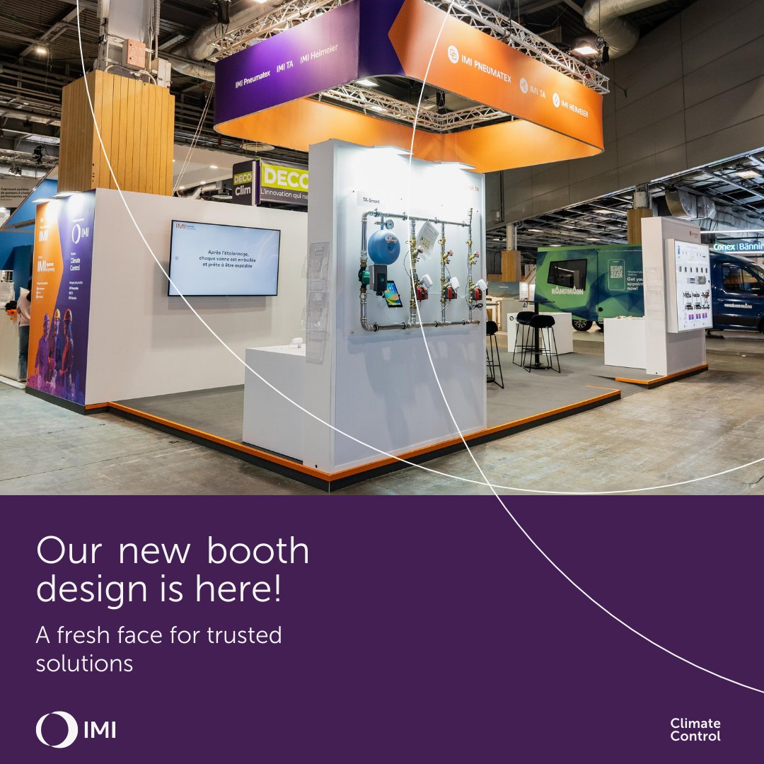 IMIClimate's tweet photo. Our new purple brand made its first debut at an exhibition fair. IMI was present at INTERCLIMA  in Paris, showcasing our enhanced range of solutions and our Climate Control rebranding journey. A big thank you to everyone who joined us.

Find out more: https://t.co/6Yu0oHXFwi https://t.co/dSDZQVO9jE