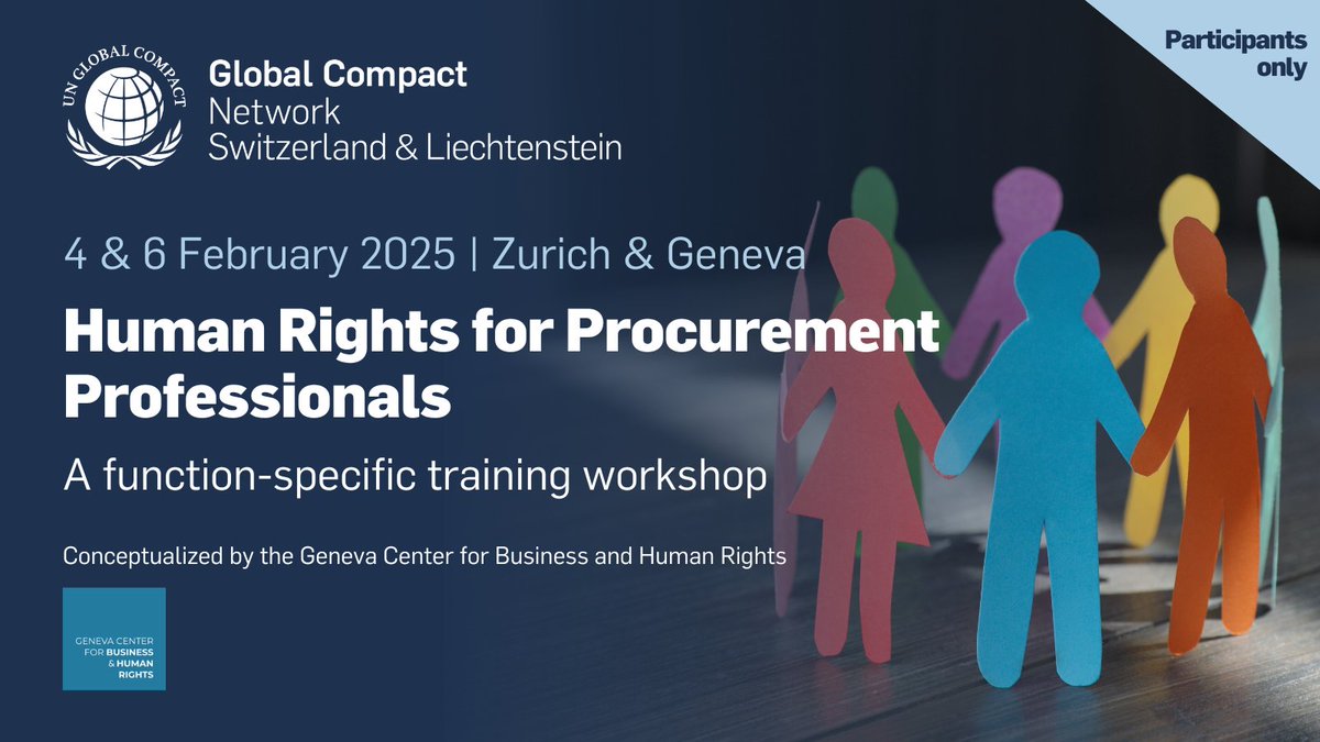 Procurement is key to upholding human rights in global supply chains. Join our in-person workshops in Zurich or Geneva to explore how procurement can drive change. Gain insights &amp; practical strategies to make an impact: 

ZH: globalcompact.ch/event-details/…
GE: globalcompact.ch/event-details/…