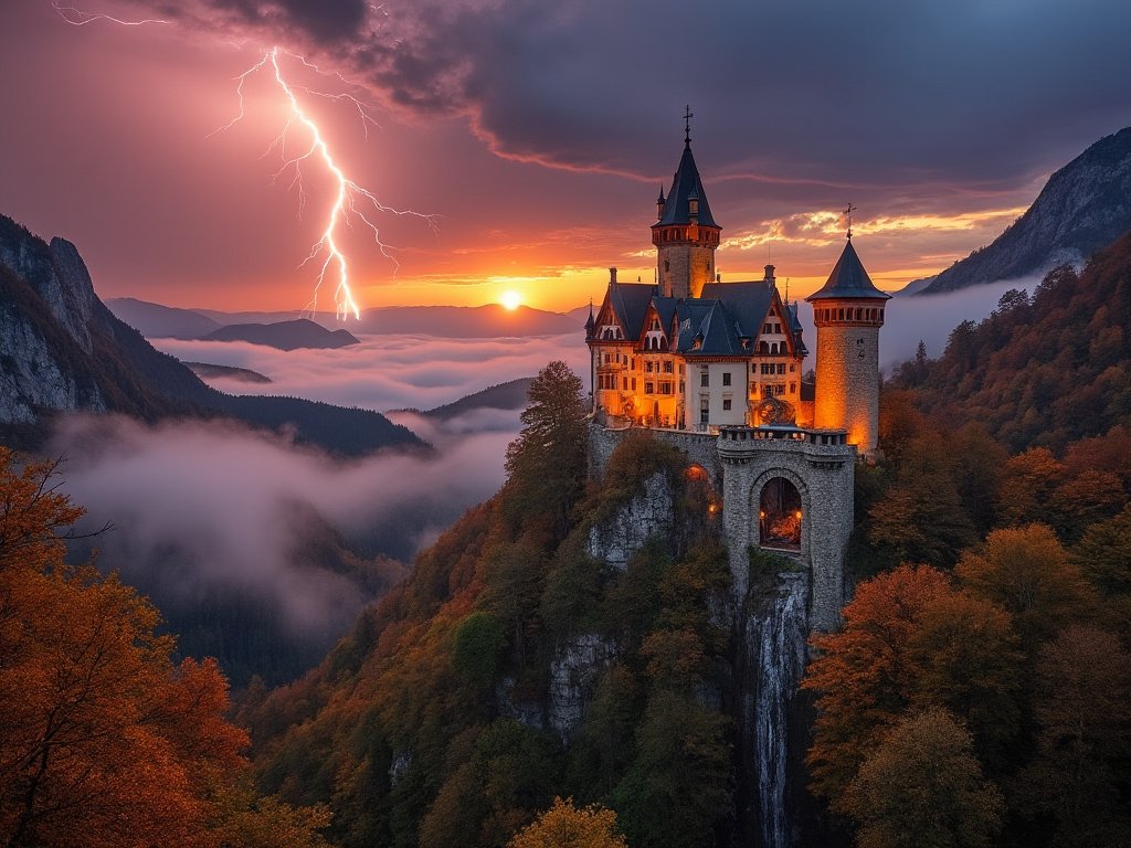 McZerrill's tweet photo. Enchanted Castle at Sunset 🌄🏰⚡ #MagicalLandscape #SunsetVibes #Castle #Dreamscape #Epic #Nature #Wanderlust #Adventure #Mystical #Photography #Fantasy #Explore #Travel https://t.co/2GSKfXWnV1