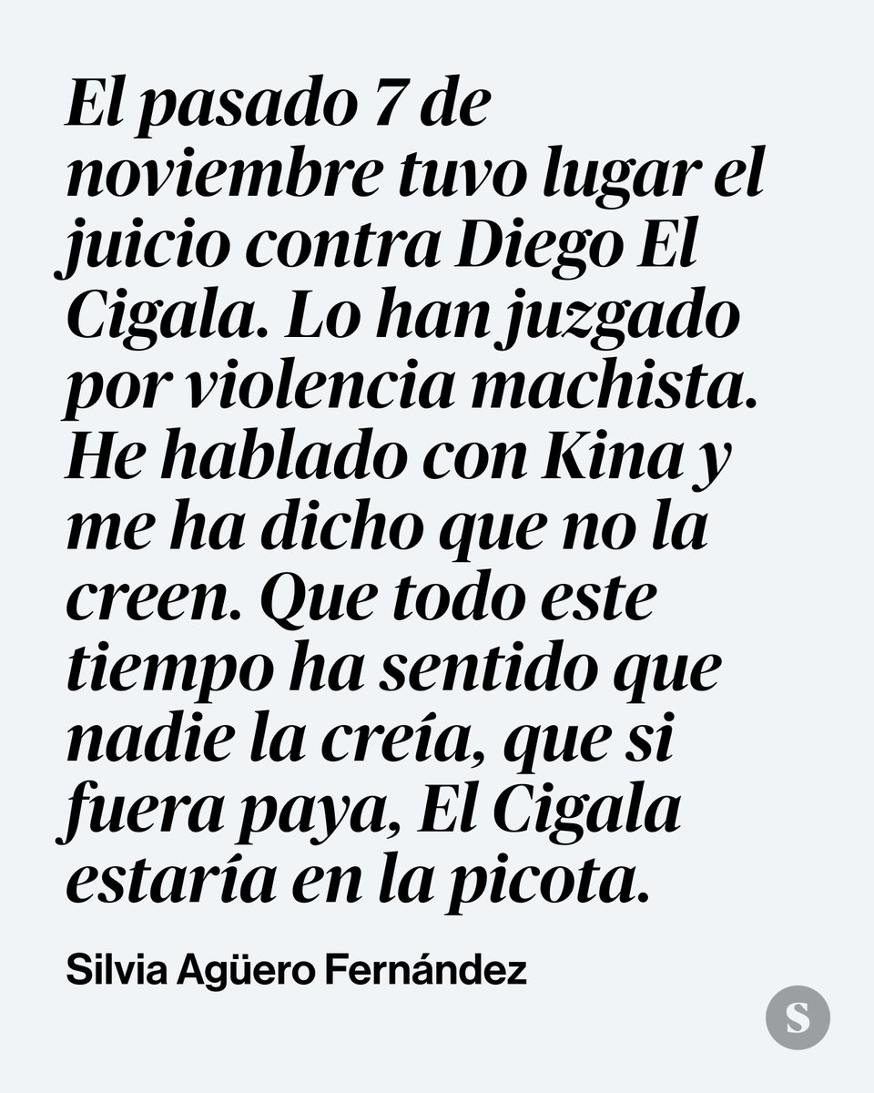 El Salto (@elsaltodiario) on Twitter photo 🟣Opinión | "El pasado 7 de noviembre tuvo lugar el juicio contra Diego El Cigala. Sí, el cantaor flamenco, el triunfador, el hombre exitoso. Lo han juzgado por violencia machista. He hablado con Kina y me ha dicho que no la creen."
Por <a href="/Kamipnasqo/">Silvia Agüero Fernández</a>
elsaltodiario.com/opinion/kina-y… 🟣Opinión | "El pasado 7 de noviembre tuvo lugar el juicio contra Diego El Cigala. Sí, el cantaor flamenco, el triunfador, el hombre exitoso. Lo han juzgado por violencia machista. He hablado con Kina y me ha dicho que no la creen."
Por <a href="/Kamipnasqo/">Silvia Agüero Fernández</a>
elsaltodiario.com/opinion/kina-y…