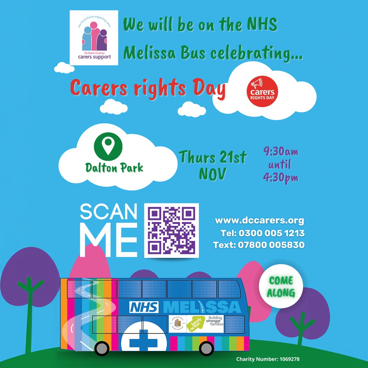 We're supporting #CarersRightsDay, on November 21 at Dalton Park. Come along to the Melissa Bus to find out more about the event, which this year aims to raise awareness of the rights the UK’s 5.7 million unpaid carers, and to help them get the support they need